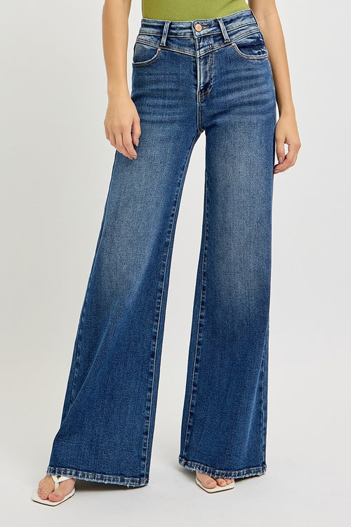 TUMMY CONTROL HIGH RISE WIDE CUFFED JEANS