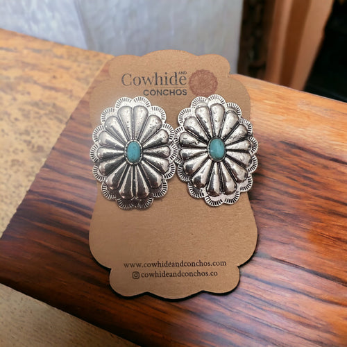 Concho Earrings with Faux Turquoise