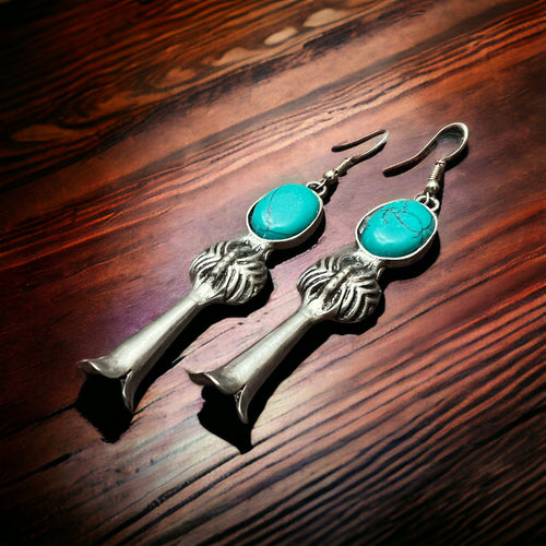 Squash Blossom and Faux Turquoise Earrings