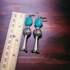 Squash Blossom and Faux Turquoise Earrings