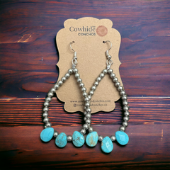 Magnesite Turquoise Teardrop Earrings Dangle Western Jewelry - 3 inch drop!