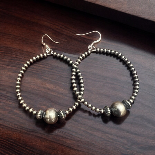 3 mm Sterling Silver Pearl Hoops with 10 mm - 2 inch drop