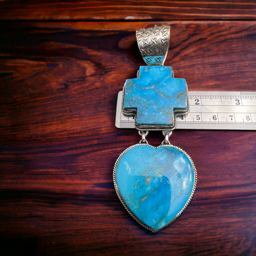 Large Bleeding Heart Turquoise Stone Pendant