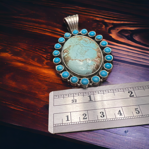 Large Australian and Kingman Turquoise Boarder Pendant