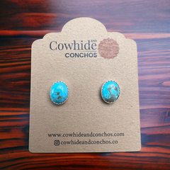 Kingman Turquoise Post Earrings - 6 x 9 mm