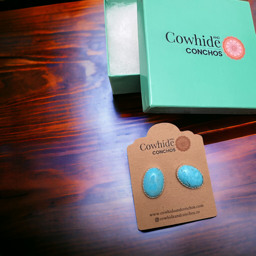 Genuine Turquoise Post Earrings - 13 x 18mm