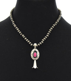 Pink Western Single Squash Blossom Necklace