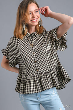 Gingham Ruffled Top