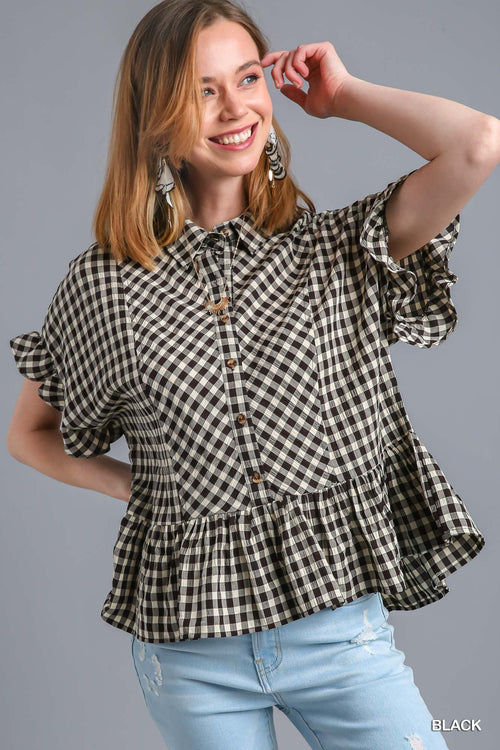 Gingham Ruffled Top