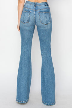 Risen High Rise Basic Flare Jeans - 2 Washes!