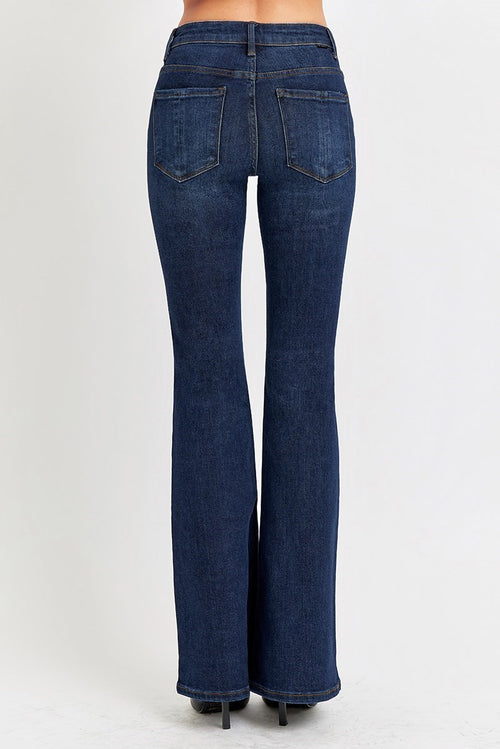 Risen High Rise Basic Flare Jeans - 2 Washes!