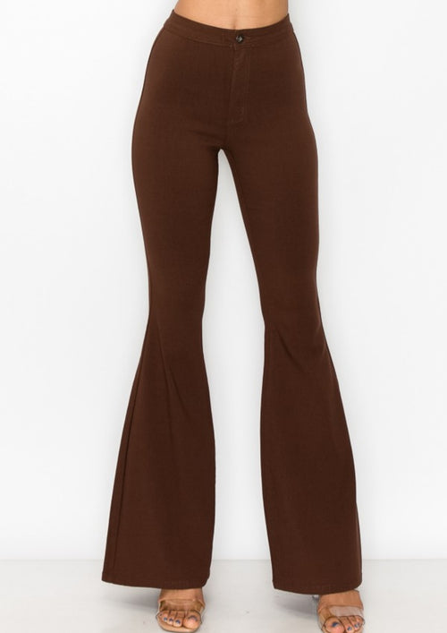 Brown Super Stretch Bell Pant