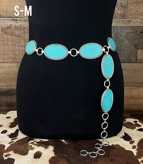 Turquoise Lynx Western Concho Belt - Small/Medium