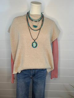 Soft Knit Sweater Vest Top - Ecru remaining