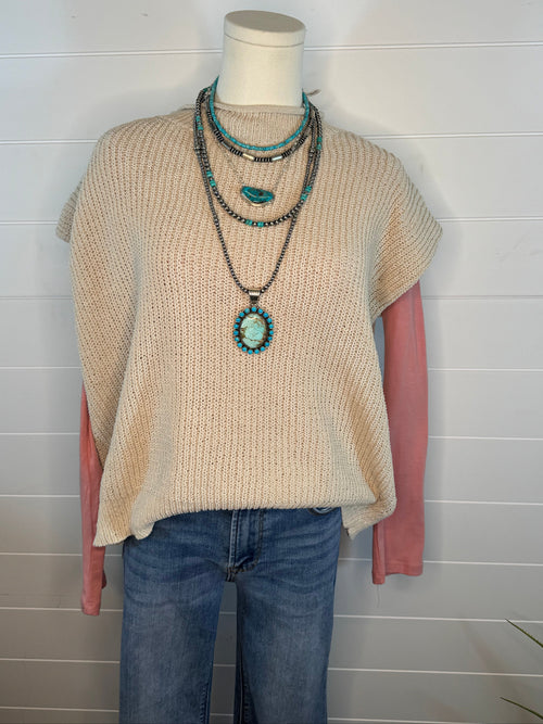 Soft Knit Sweater Vest Top - Ecru