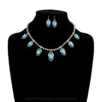 Faux Silver Pearl and Turquoise Necklace Set