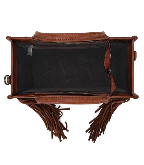 Trinity Ranch Floral Tooled Fringe Concealed Carry Tote/Crossbody