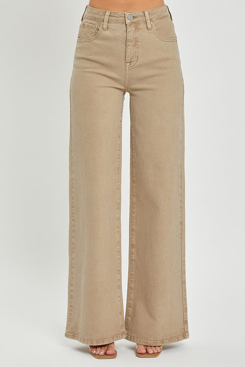 Risen Khaki High Rise Wide Leg Pant