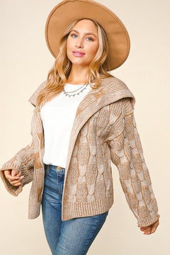 Cable Knit Open Cardigan