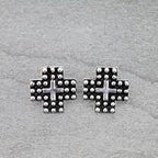 Checker Pattern Teardrop with Concho Dangle Earrings