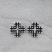 Checker Pattern Teardrop with Concho Dangle Earrings