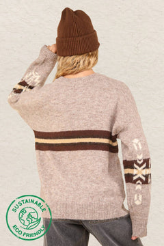 Aztec Graphic Cozy Sweater - Heathered Grey or Oatmeal Colors