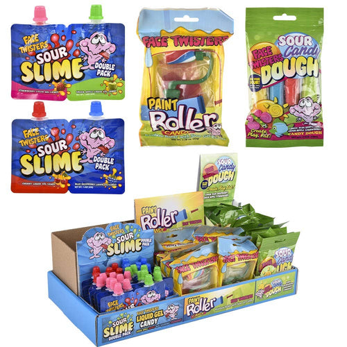 Novelty Candy - Sour Slime, Paint Roller Rainbow Roller & Sour Gel, and Sour Candy Dough
