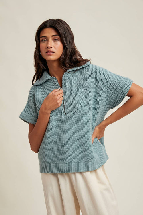 Agave Half - Zip Sweater - Cowhide and Conchos