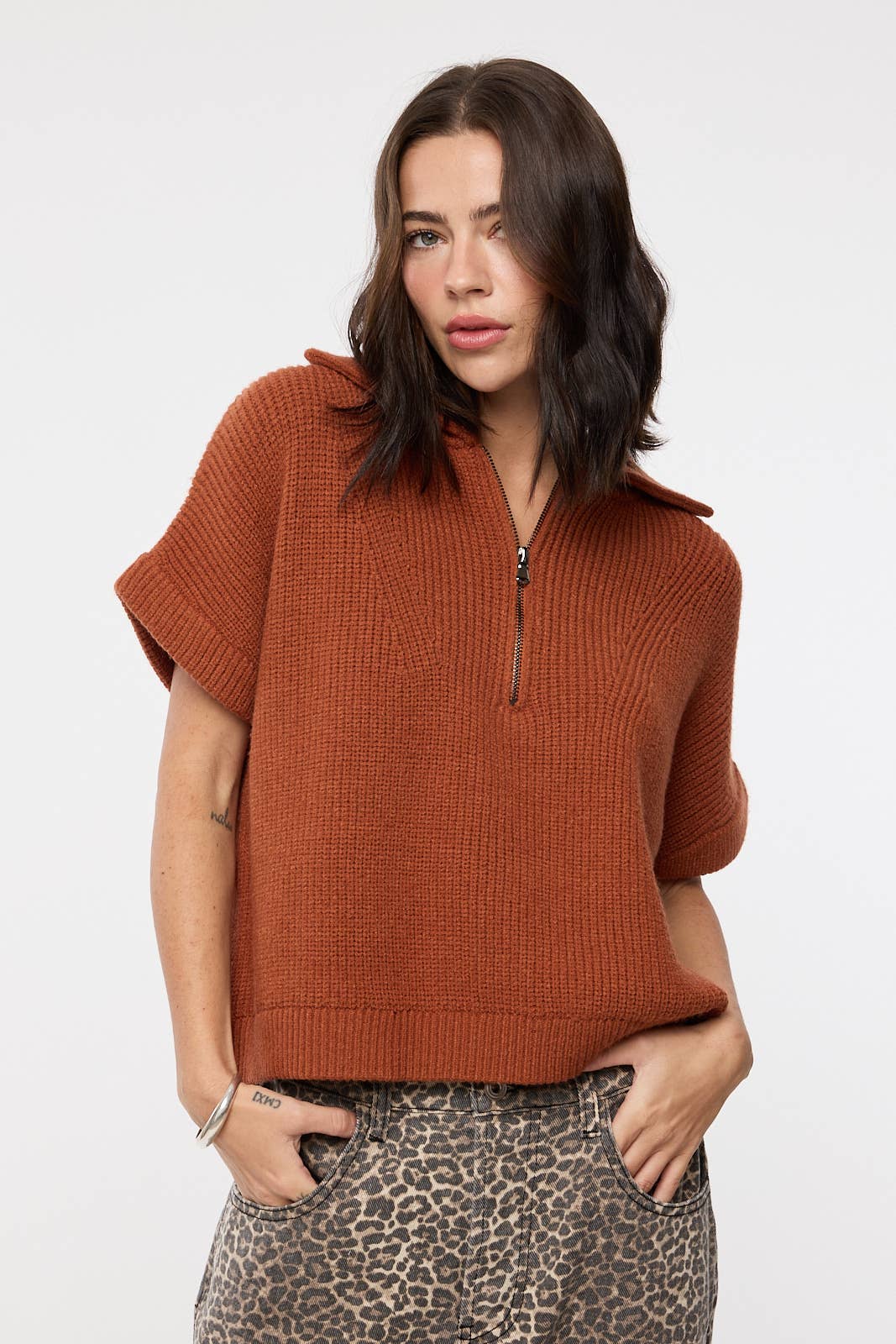 Agave Half - Zip Sweater - large remaining - Cowhide and Conchos
