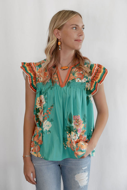Albuquerque Floral Printed Blouse - Cowhide and Conchos