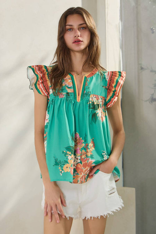 Albuquerque Floral Printed Blouse - Cowhide and Conchos