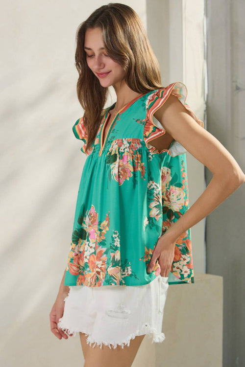 Albuquerque Floral Printed Blouse - Cowhide and Conchos