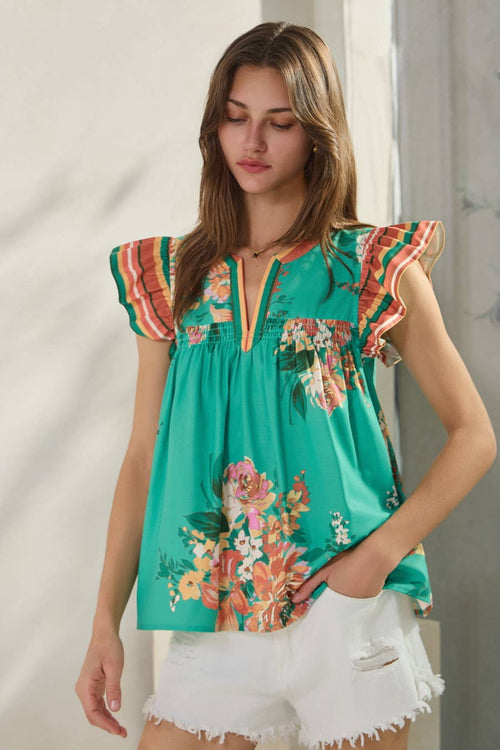 Albuquerque Floral Printed Blouse - Cowhide and Conchos