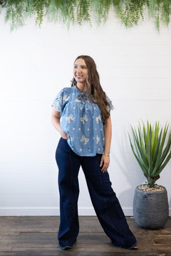 All Tied Up Bow Top - Cowhide and Conchos