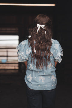 All Tied Up Bow Top - Cowhide and Conchos