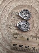Allen Lee Navajo Handmade Kokopelli Sterling Silver Earrings - Cowhide and Conchos