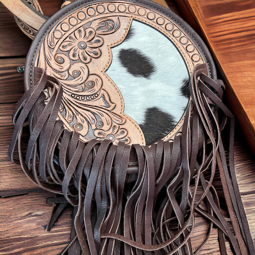 Amarillo Cowhide Canteen - Cowhide and Conchos