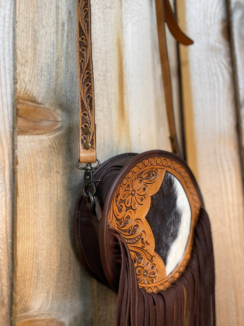 Amarillo Cowhide Canteen - Cowhide and Conchos