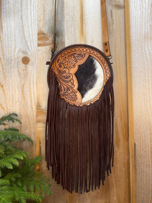 Amarillo Cowhide Canteen - Cowhide and Conchos