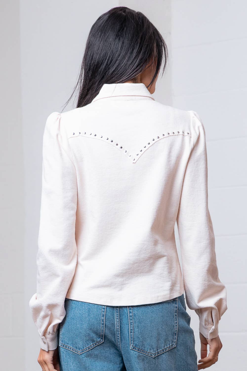 Amarillo Studded Yoke Blouse - Cowhide and Conchos