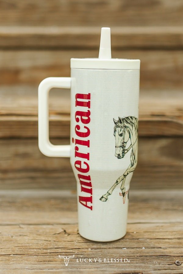 American Cowgirl Printed Tumbler (40oz) - Cowhide and Conchos
