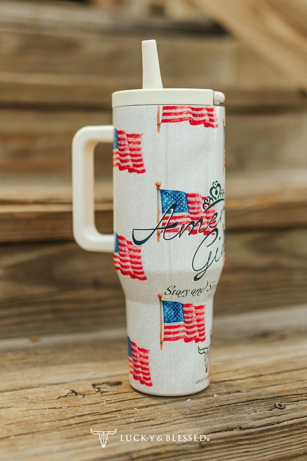 American Girl Printed Tumbler (40oz) - Cowhide and Conchos