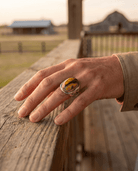 Annie Lincoln Navajo Sterling Silver Bumblebee Jasper Ring — Size 9 - Cowhide and Conchos