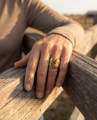 Annie Lincoln Navajo Sterling Silver Bumblebee Jasper Ring — Size 9 - Cowhide and Conchos