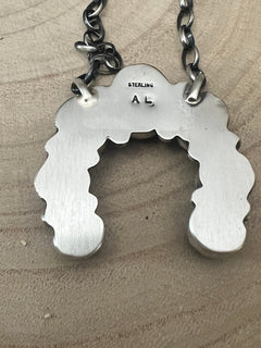 Augustine Largo Navajo Handmade Kingman Naja Necklace - 18 inch - Cowhide and Conchos