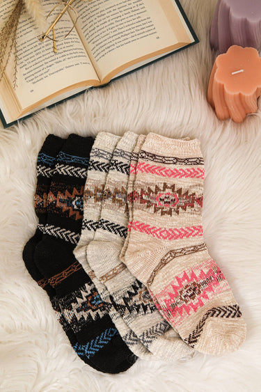 Aztec Graphic Cozy Crew Socks - Cowhide and Conchos