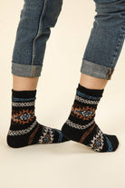 Aztec Graphic Cozy Crew Socks - Cowhide and Conchos