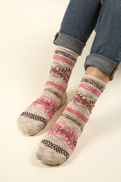 Aztec Graphic Cozy Crew Socks - Cowhide and Conchos