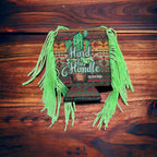 Aztec Hard to Handle Fringe Koozie - Cowhide and Conchos