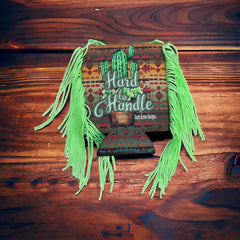 Aztec Hard to Handle Fringe Koozie - Cowhide and Conchos
